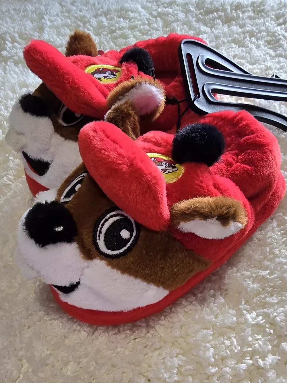 Plush Animal Kids Slippers in Red - Cozy Slip-On